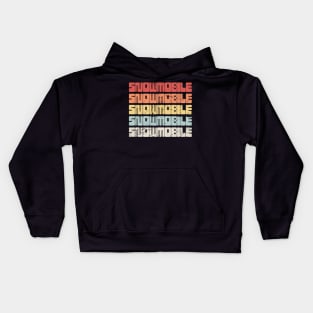 Retro 70s SNOWMOBILE Text Kids Hoodie